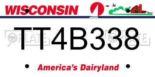 TT4B338 Wisconsin License Plate