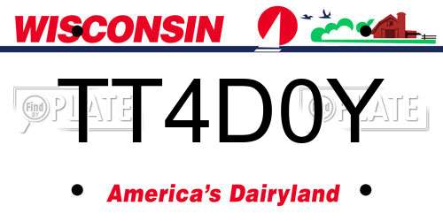 TT4D0Y Wisconsin License Plate