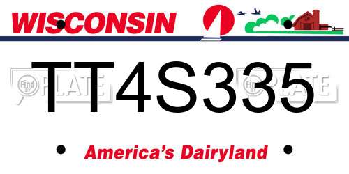 TT4S335 Wisconsin License Plate