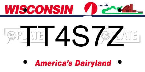 TT4S7Z Wisconsin License Plate