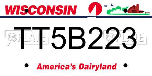 TT5B223 Wisconsin License Plate