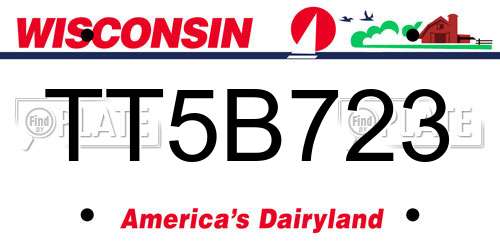 TT5B723 Wisconsin License Plate