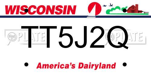 TT5J2Q Wisconsin License Plate