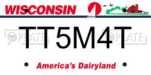 TT5M4T Wisconsin License Plate