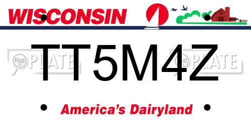 TT5M4Z Wisconsin License Plate