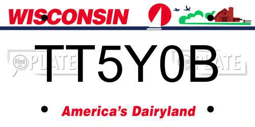 TT5Y0B Wisconsin License Plate