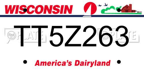 TT5Z263 Wisconsin License Plate