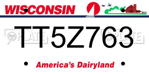 TT5Z763 Wisconsin License Plate
