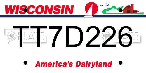 TT7D226 Wisconsin License Plate