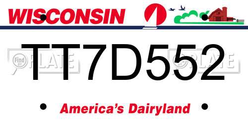 TT7D552 Wisconsin License Plate