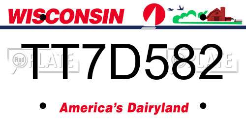 TT7D582 Wisconsin License Plate