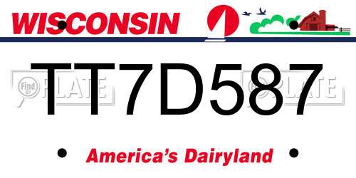 TT7D587 Wisconsin License Plate
