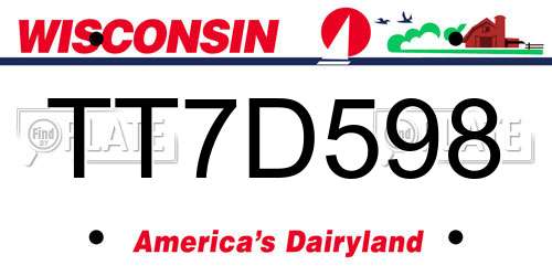 TT7D598 Wisconsin License Plate