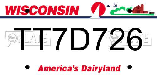 TT7D726 Wisconsin License Plate