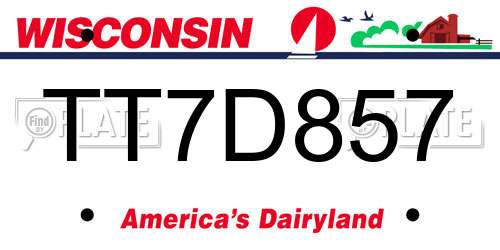 TT7D857 Wisconsin License Plate