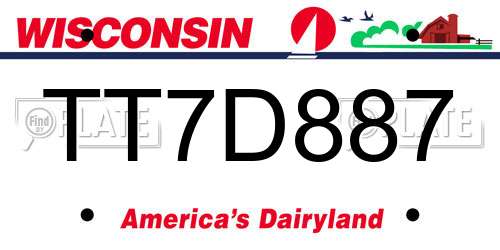 TT7D887 Wisconsin License Plate
