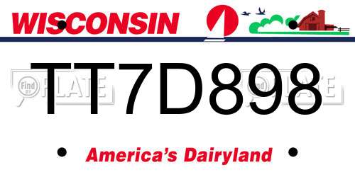 TT7D898 Wisconsin License Plate
