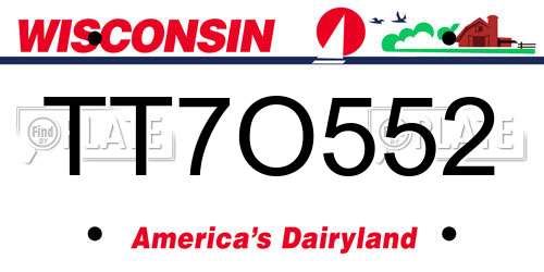 TT7O552 Wisconsin License Plate