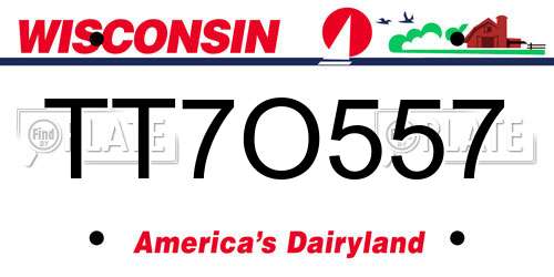 TT7O557 Wisconsin License Plate