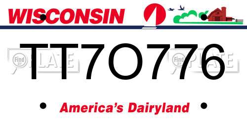 TT7O776 Wisconsin License Plate