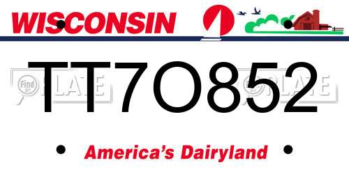 TT7O852 Wisconsin License Plate