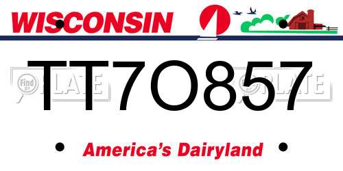 TT7O857 Wisconsin License Plate