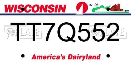 TT7Q552 Wisconsin License Plate