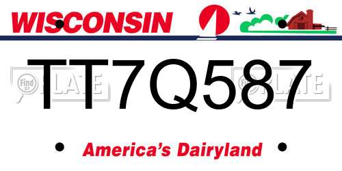 TT7Q587 Wisconsin License Plate