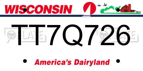 TT7Q726 Wisconsin License Plate