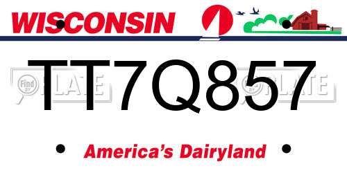 TT7Q857 Wisconsin License Plate