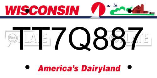 TT7Q887 Wisconsin License Plate