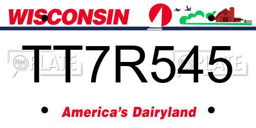 TT7R545 Wisconsin License Plate