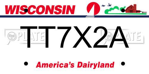 TT7X2A Wisconsin License Plate