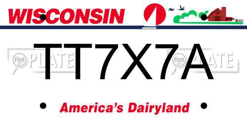 TT7X7A Wisconsin License Plate
