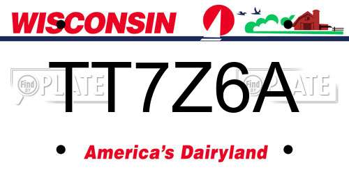 TT7Z6A Wisconsin License Plate