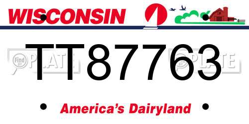TT87763 Wisconsin License Plate