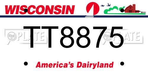 TT8875 Wisconsin License Plate