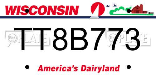 TT8B773 Wisconsin License Plate