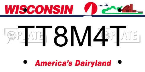 TT8M4T Wisconsin License Plate