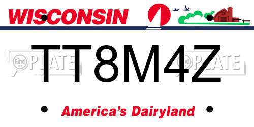 TT8M4Z Wisconsin License Plate