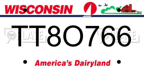 TT8O766 Wisconsin License Plate