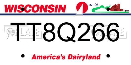 TT8Q266 Wisconsin License Plate