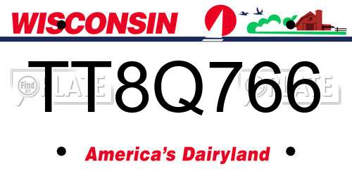 TT8Q766 Wisconsin License Plate