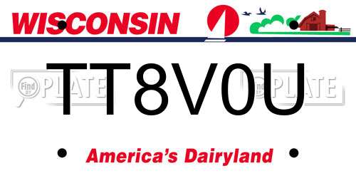 TT8V0U Wisconsin License Plate