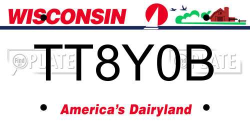 TT8Y0B Wisconsin License Plate