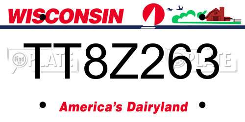 TT8Z263 Wisconsin License Plate