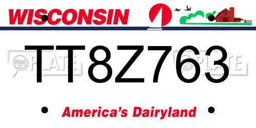 TT8Z763 Wisconsin License Plate