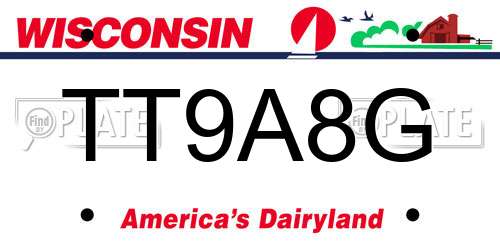 TT9A8G Wisconsin License Plate