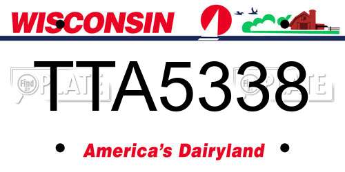 TTA5338 Wisconsin License Plate