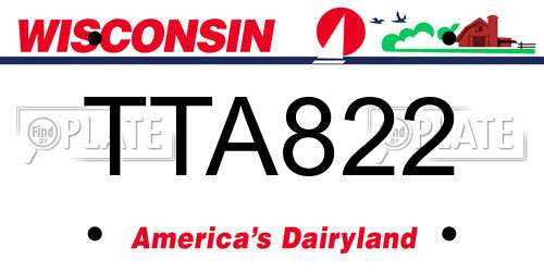 TTA822 Wisconsin License Plate